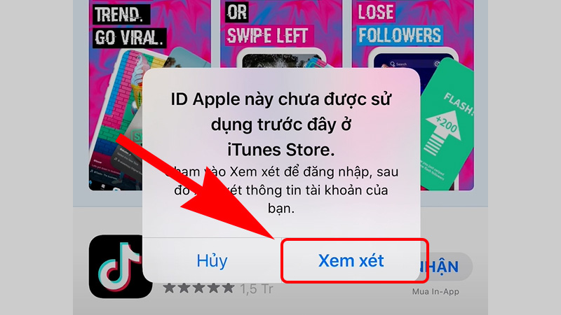 Khi nhận được thông báo này hãy chọn Xem xét